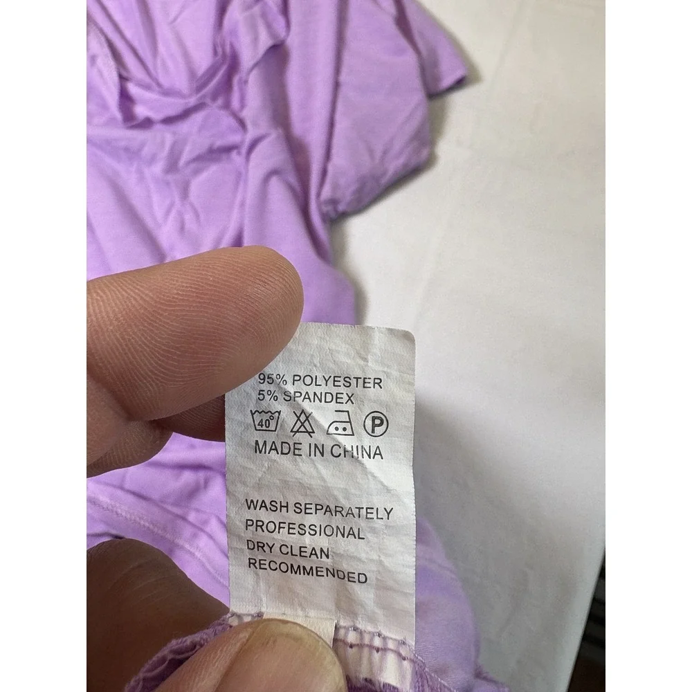 Womens short sleeve pajama sleep dress w/pockets, size XL, purple‎